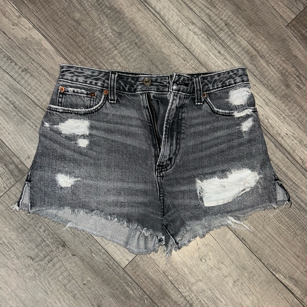 grey denim shorts